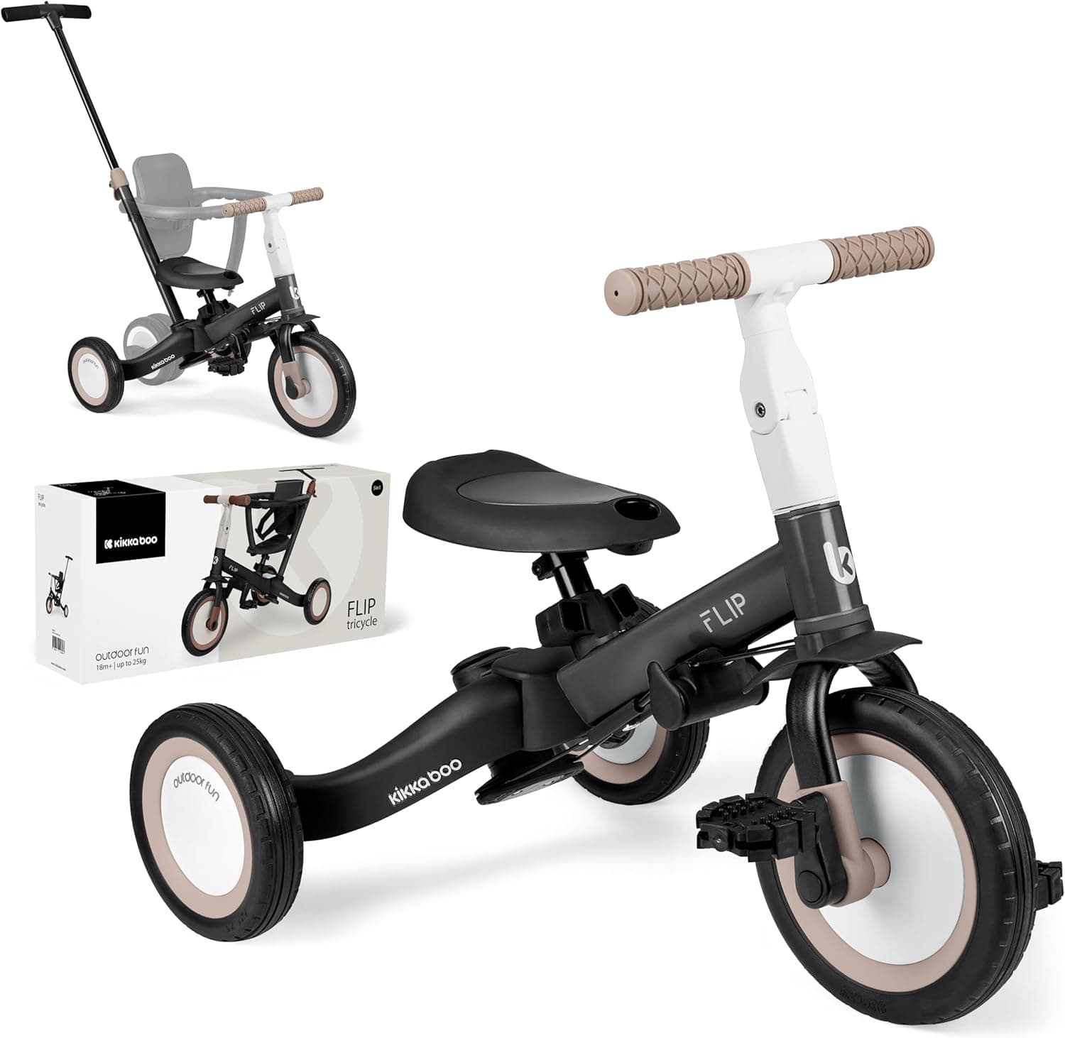 KikkaBoo Baby Evolutionary Tricycle Flip | Triciclo evolutivo 5 em 1 para crianças dos 1 aos 5 anos com estrutura ajustável