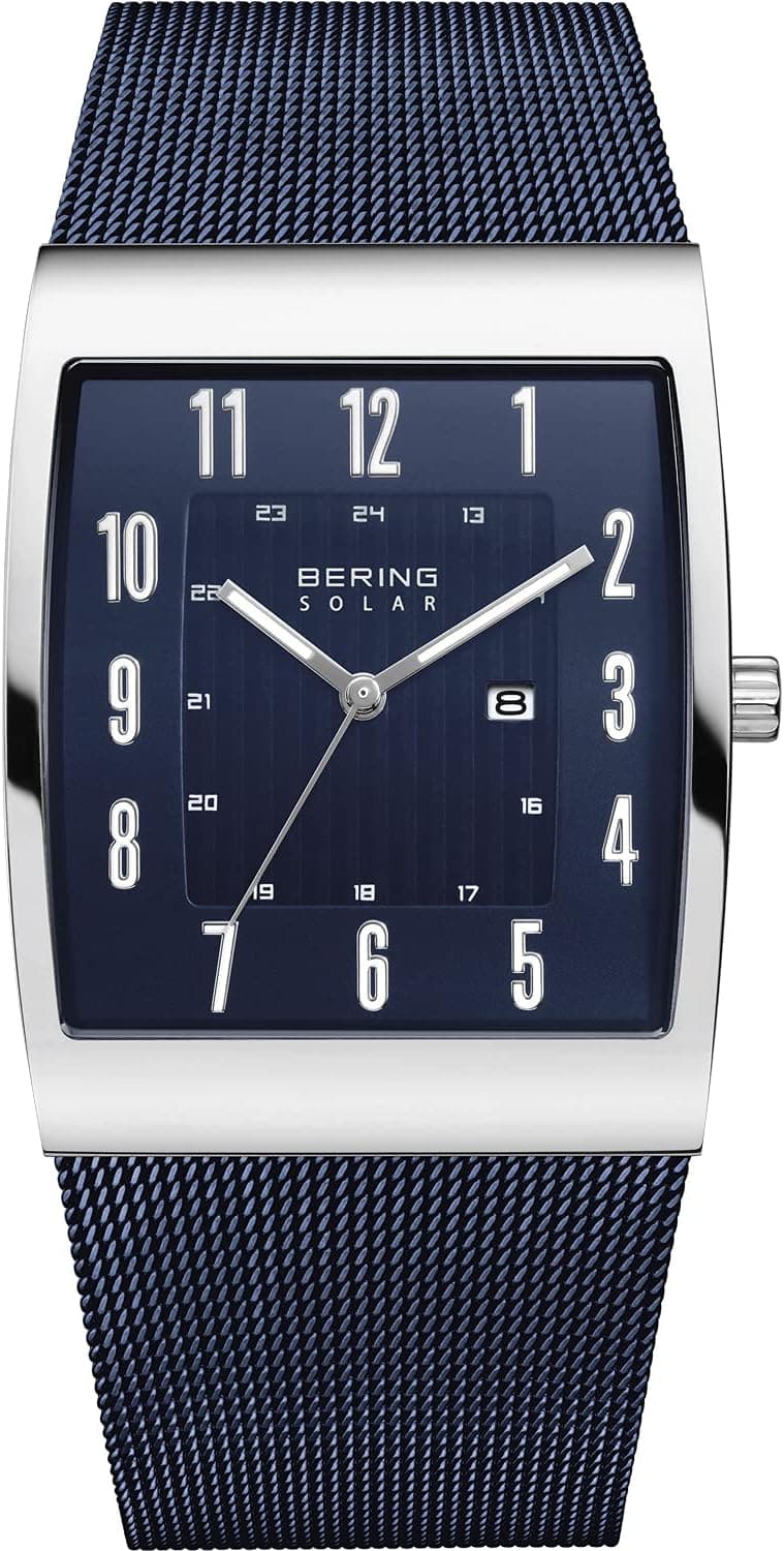 BERING 16433-307 | Relógio de pulso solar para homem com bracelete milanesa e vidro de safira