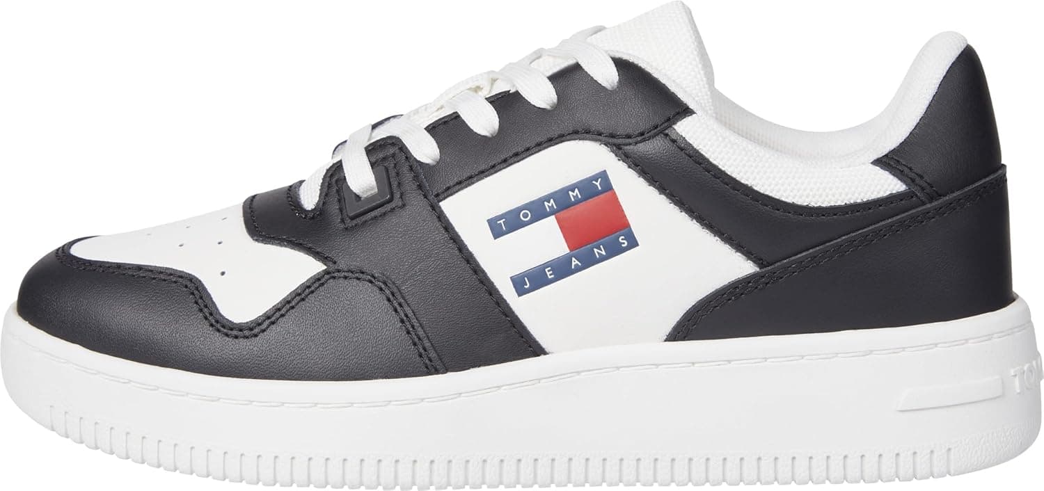 Tommy Jeans Tjw Retro Basket Sneaker ESS | Sapatilhas desportivas femininas em pele com estilo urbano dos anos 90