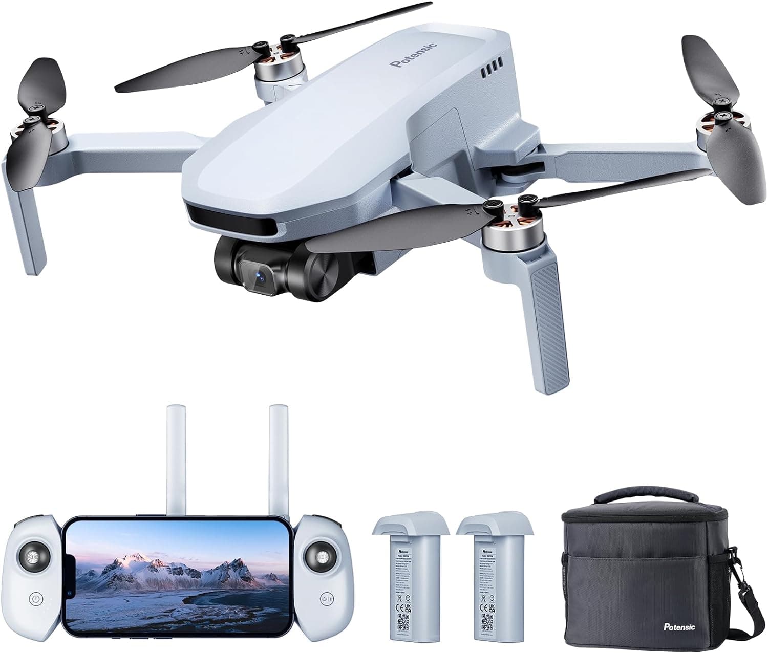 Potensic ATOM SE Combo GPS drone com câmara 4K, 62 m de voo, menos de 249 g, EIS, transmissão máxima de 4 km, velocidade máxima de 16 m/s, tecnologia ShakeVanish, FPV com auto-retorno para adultos, C0
