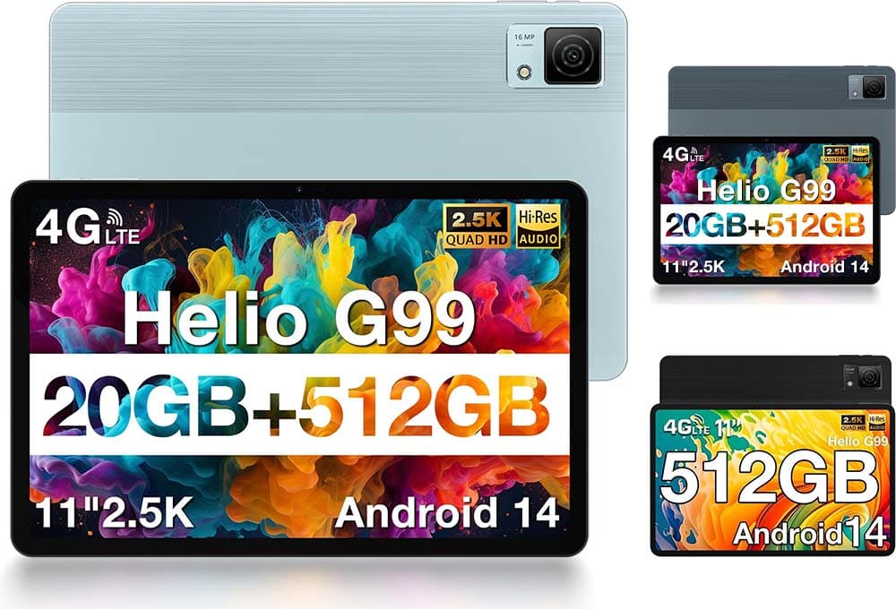 DOOGEE T40 Tablet de 11 polegadas 20 GB RAM + 512 GB ROM /2TB Tablet Android 14 2,5 K FHD+Tablet PC, Helio G99 Tablet LTE/8580 mAh/16 MP+8 MP, tablet duplo 4G com Sim + 5G I/ID da cara