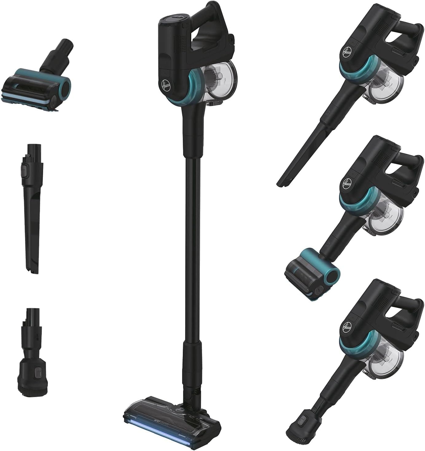 Hoover Aspirador vassoura sem cabo para animais de estimação, manobrável 360 graus para todos os tipos de pisos, escova anti-emaranhado com luzes LED [HF4]