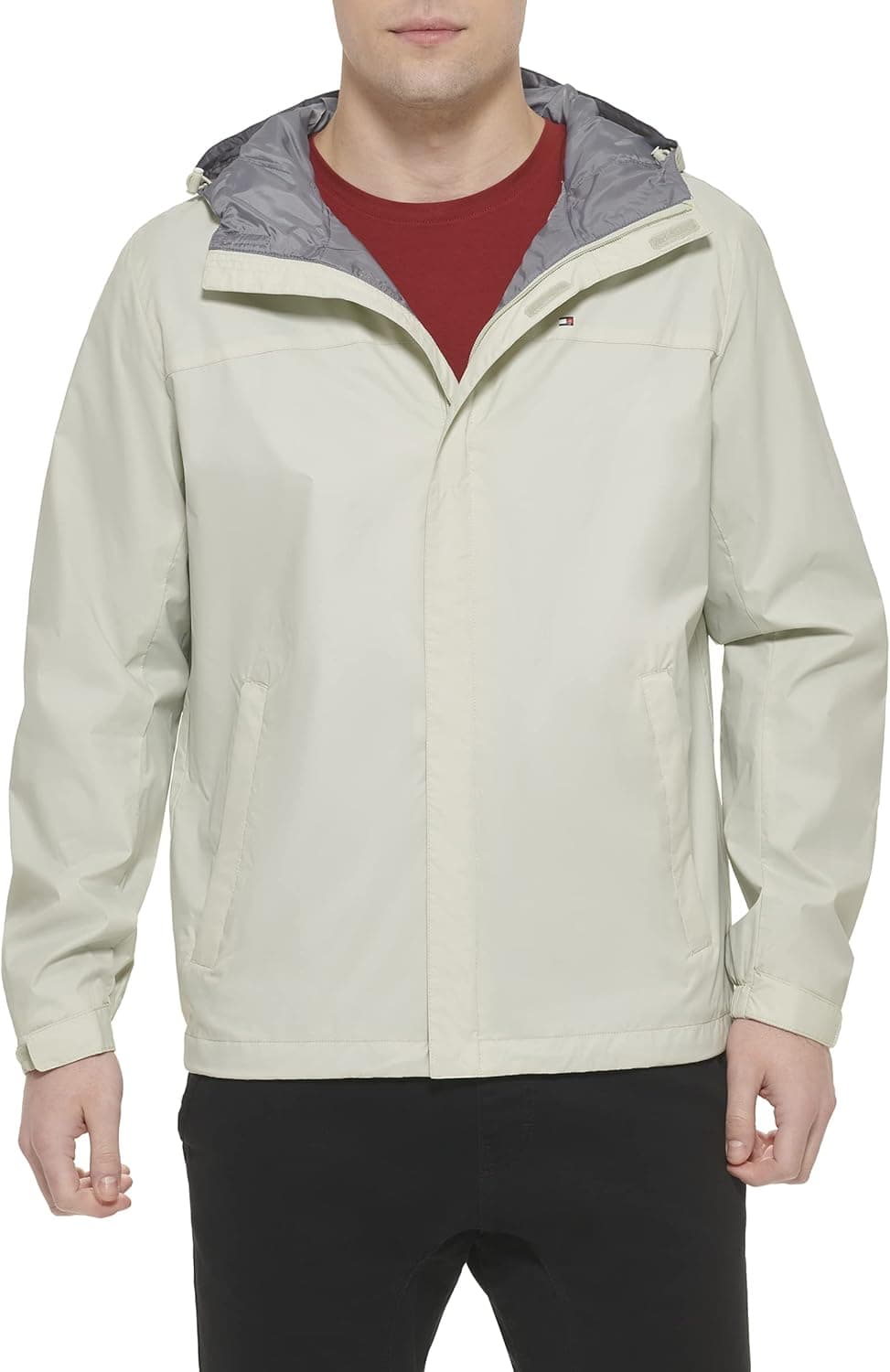 Tommy Hilfiger Casaco com capuz leve, respirável e impermeável capa de chuva para homem