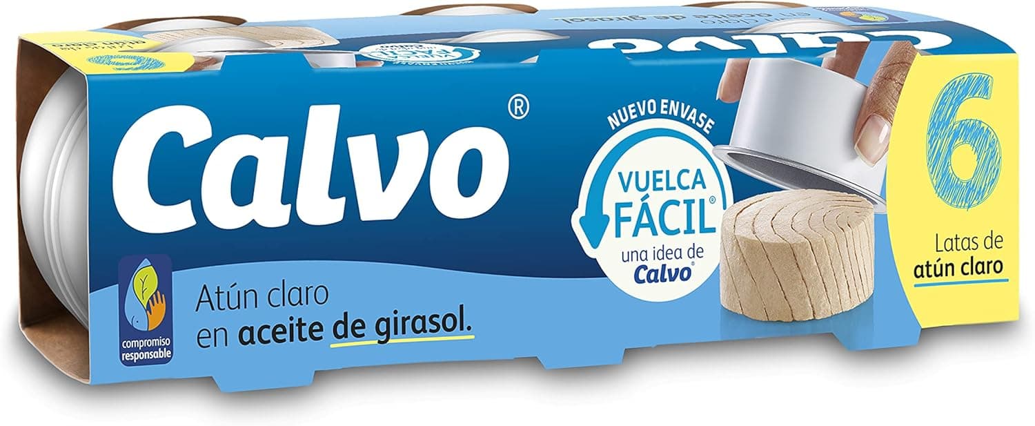 Calvo Atum claro em óleo de girassol, pack 6 x 65 g