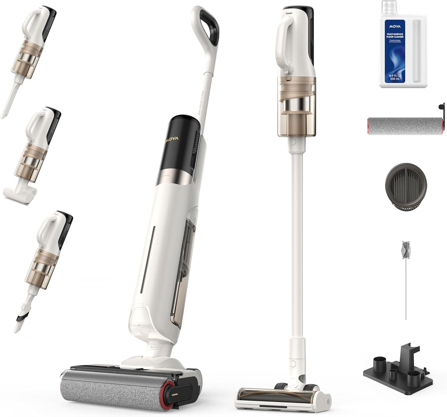 Mova K30 Mix aspirador seco e húmido, limpeza de chão tudo em um para várias superfícies, 18000 Pa, alcance plano de 180 graus, limpeza de borda a borda, secagem com ar quente