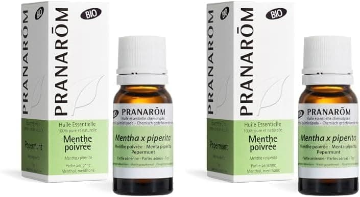 PRANAROM - Hortelã piperita bio - óleo essencial quimiotipado - digestão e tom - 100% puro e natural - HECT - 5 ml (embalagem de 2)