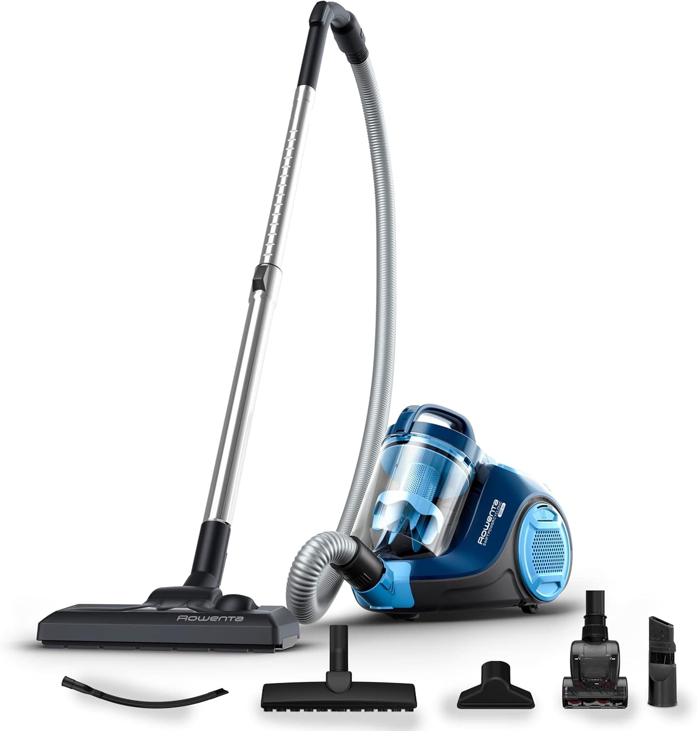 Rowenta Swift Power RO2981 Total Care, aspirador sem bolsa, sistema ciclónico, depósito de 1,5 l, escova parquet, 2 em 1 para ranhuras, estofos e pêlos de estimação, 77 dB, multicolorido