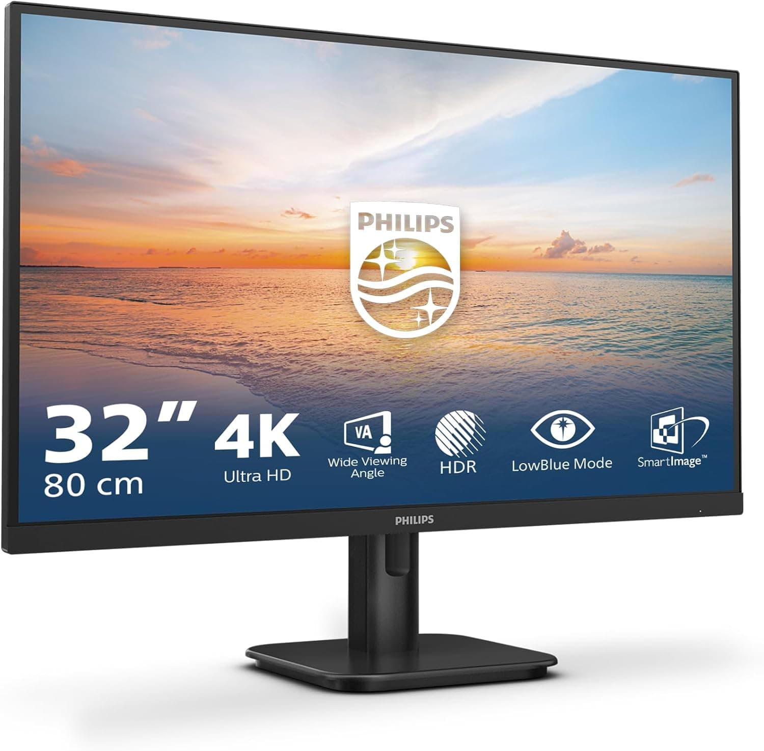 Philips 32E1N1800LA Monitor ultra HD de 32 polegadas, adaptador Sync, HDR10, altifalantes (3840 x 2160, 60 Hz, DisplayPort, HDMI) preto