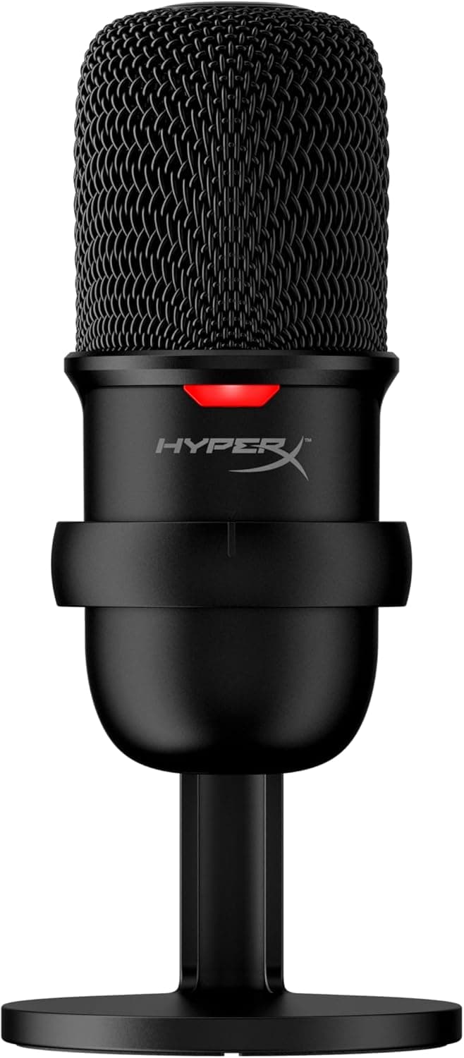 HyperX SoloCast Microfone condensador USB para jogos, para PC, PS4 e Mac, sensor de silêncio com um toque, padrão polar cardióide, jogos, streaming, podcasts, Twitch, YouTube, Discord