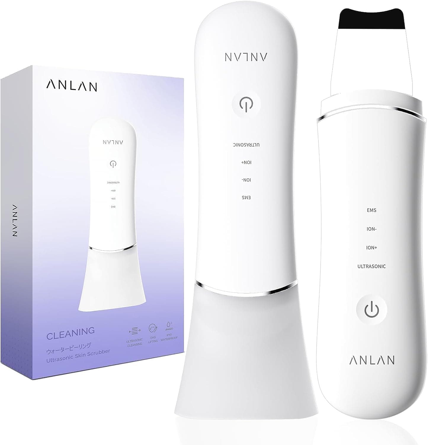 ANLAN Peeling ultra-sónico facial, espátula para limpeza facial, Skin Scrubber resistente à água, carga magnética, limpador de poros e pontos pretos