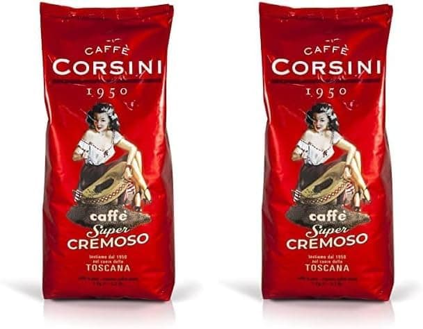 Caffè Corsini 1950 Super Creamy | Grãos de café torrado intensos e cremosos, 2 x 1 kg