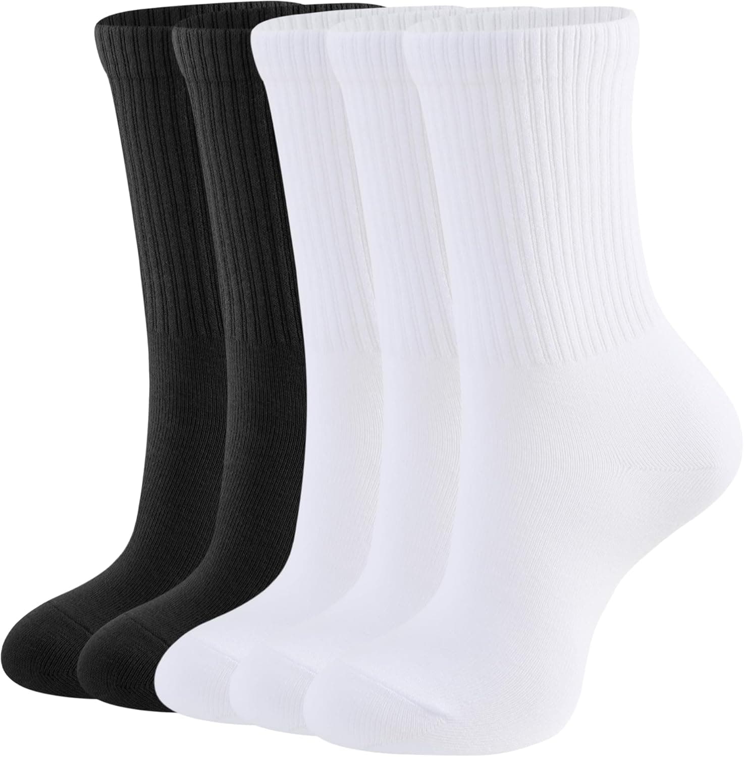 Closemate Meias desportivas altas de algodão anti-bolhas antiderrapantes para mulher, pack de 5