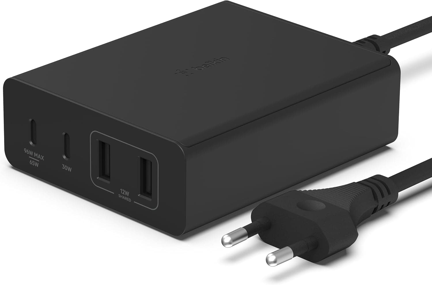 Belkin estação de carregamento USB GaN de 108 W, carregador USB C, hub de carregamento rápido, 2 portas USB-C e 2 portas USB-A para MacBook, Pro, Air, iPhone 16, 15, iPad Pro, Air, Samsung Galaxy 