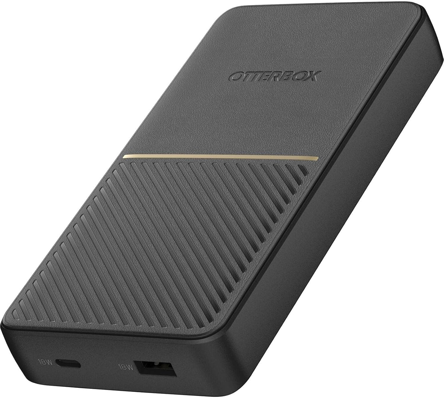 OtterBox Power Bank, carregador de carregamento rápido portátil de 20.000 mAh com portas USB-A 18 W e USB-C 18 W, indicador de carregamento LED, fino, de design duradouro e resistente a quedas, preto