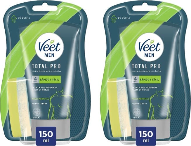 Veet for Men Creme de depilação corporal para usar sob o duche para homem, pele normal, 150 ml x 2