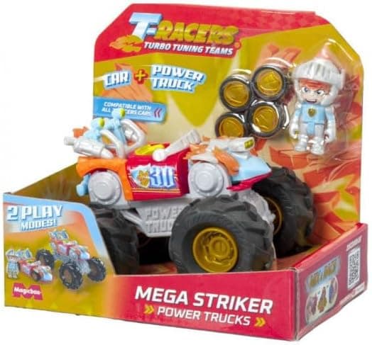 T-RACERS Power Truck Mega Striker – Super veículo com 1 piloto e 1 veículo exclusivos. Compatível com outros carros T-Racers