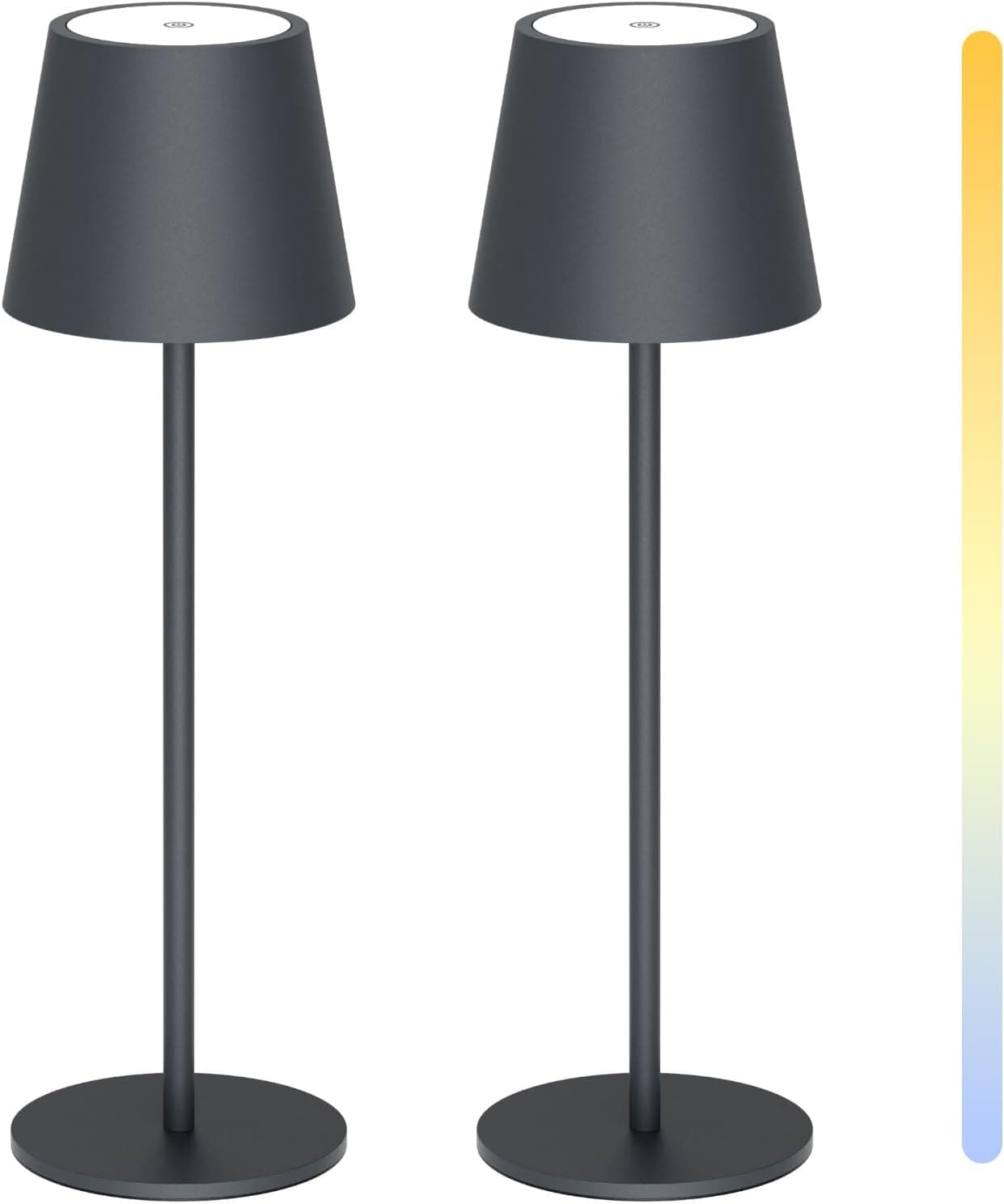 Howskys | Conjunto de 2 candeeiros de mesa LED sem fios recarregáveis com bateria, reguláveis de 3000 K a 6000 K e proteção IP54