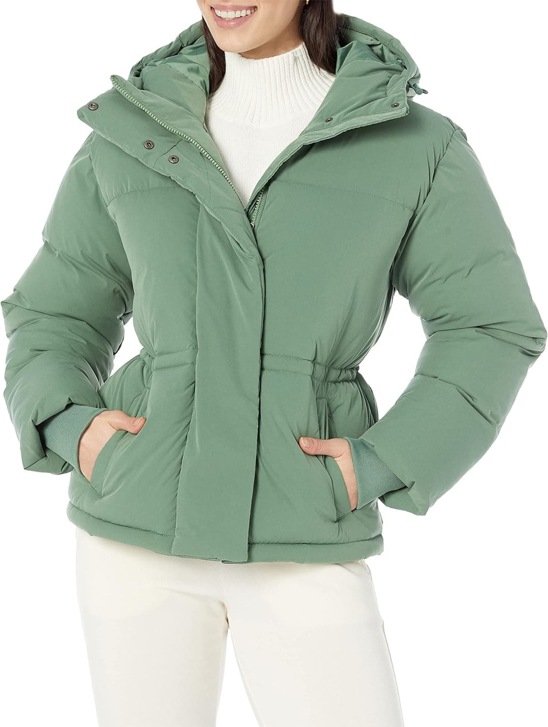 Amazon Essentials Casaco acolchoado de cintura curta para mulher