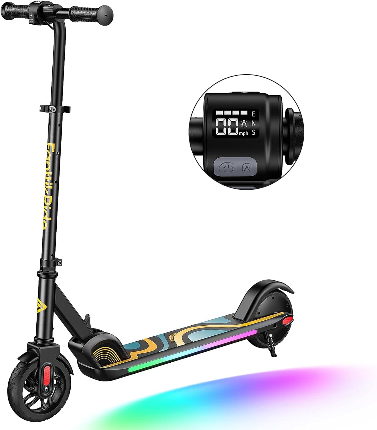 FanttikRide C9 Pro | Trotinete elétrico infantil com luzes LED, até 16 km/h, alcance 8 km e altura ajustável
