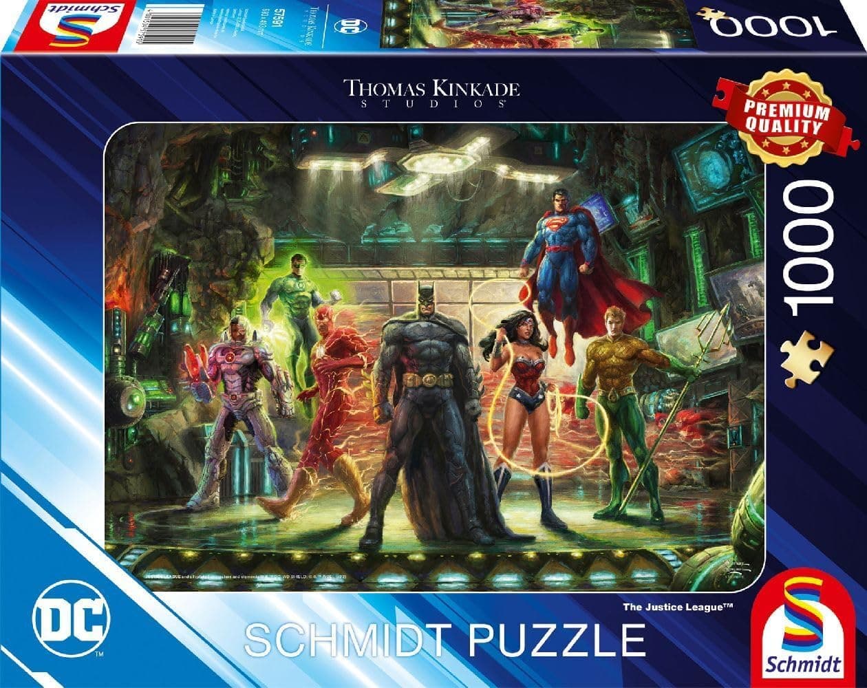 Schmidt Spiel - Liga da Justiça Thomas Kinkade 57591 The Justice League - Puzzle de 1000 peças, cor coral 1770, normal (CSG57591)