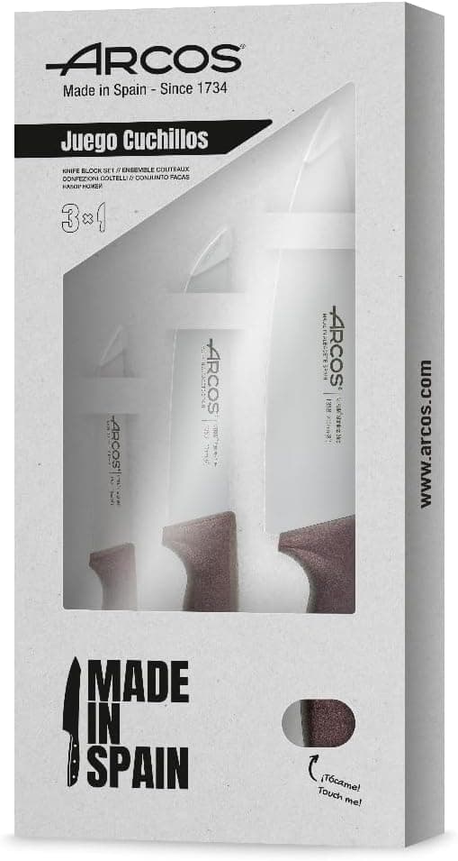 Arcos Nice - Conjunto de facas de cozinha 3 peças (legumes cozinha chef) - cor vermelha metálica