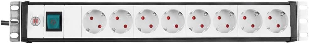 Brennenstuhl Premium-Line extensão de tomadas de 19" para armário Rack com 8 tomadas de corrente (cabo de 3 m, unidade de distribuição, formato de montagem de 19", com interruptor