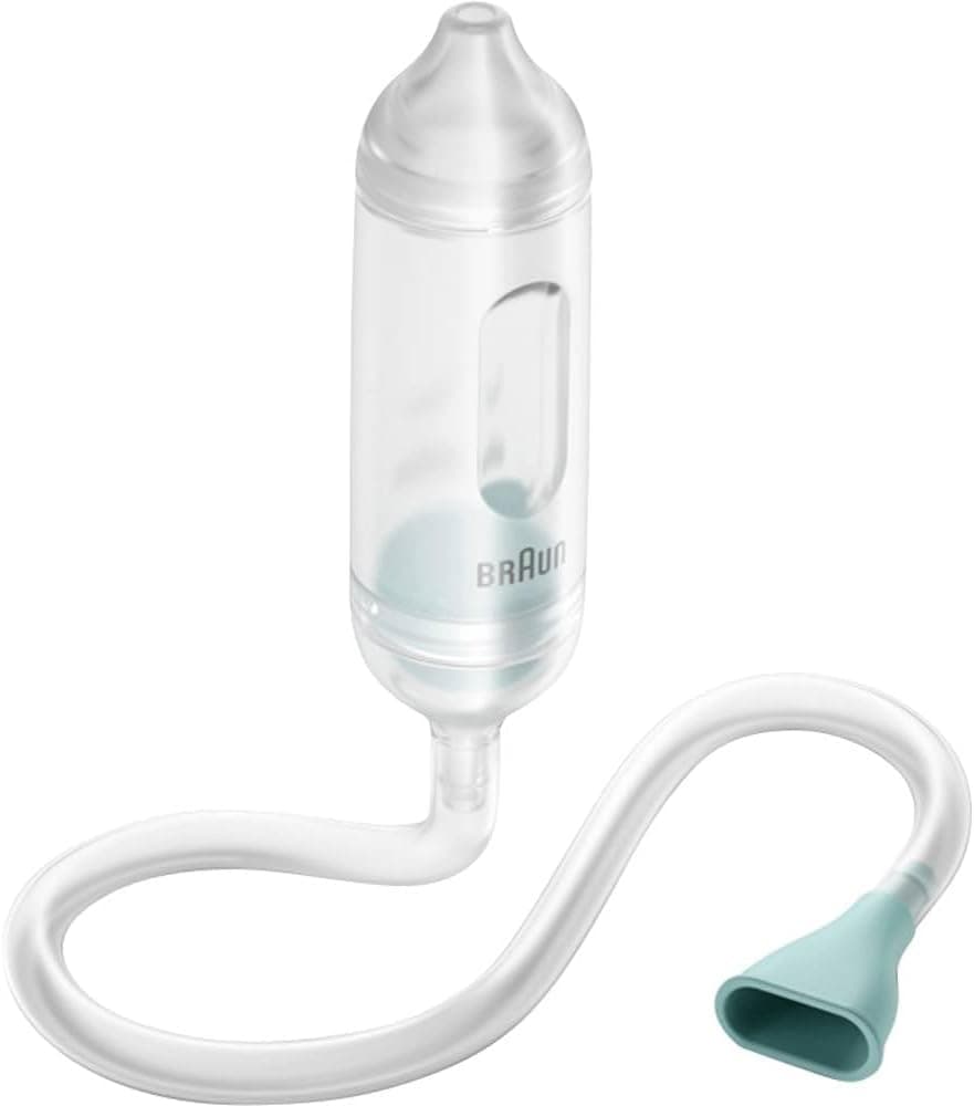 Braun Aspirador nasal manual 1, removedor de muco, alívio do nariz entupido, potência de sucção manual, adequado para recém-nascidos, bebés e crianças, adequado para máquina de lavar louça, BNA050