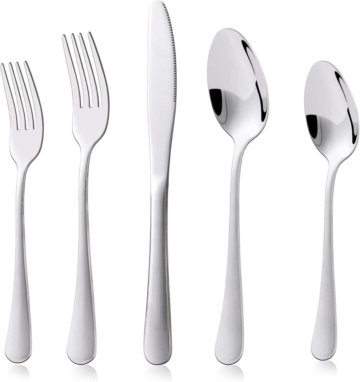 KitchenBoss | Conjunto de talheres em aço inoxidável para 4 pessoas 20 peças prateado lavável na máquina