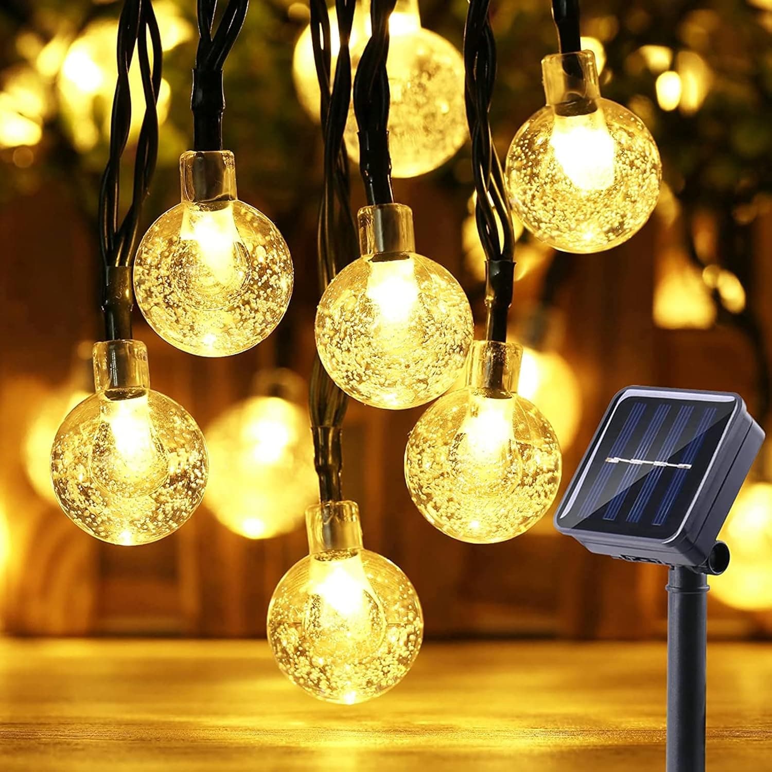 Moxled Guirlandas luzes solares exteriores, 11 m, 60 LED, grinalda de luzes solar, impermeável, 8 modos interior e exterior, corrente de luzes solares para jardim, pátio, festa (branco quente)