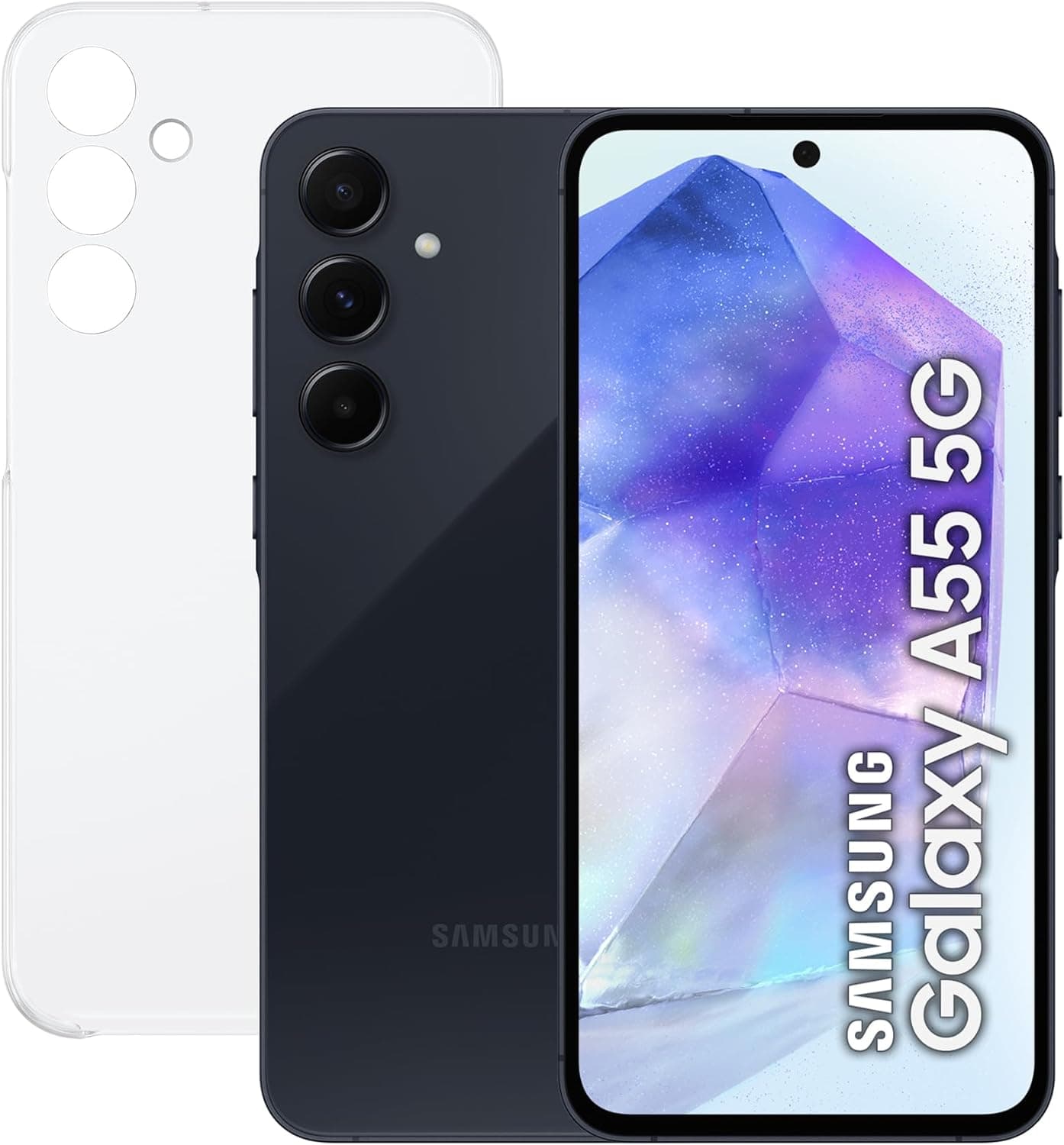 Samsung Galaxy A55 5G 256GB capa transparente - telemóvel Android, smartphone livre, bateria de longa duração, câmara 50 MP