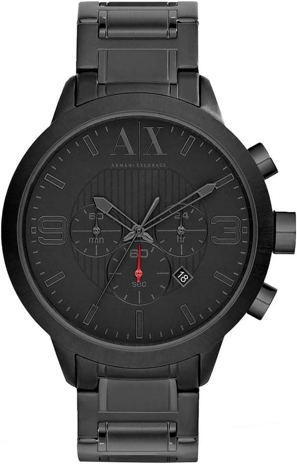 Armani Exchange Relógio homem, movimento cronógrafo quartzo, caixa 49 mm aço inoxidável preto com correia de aço inoxidável, AX1277,
