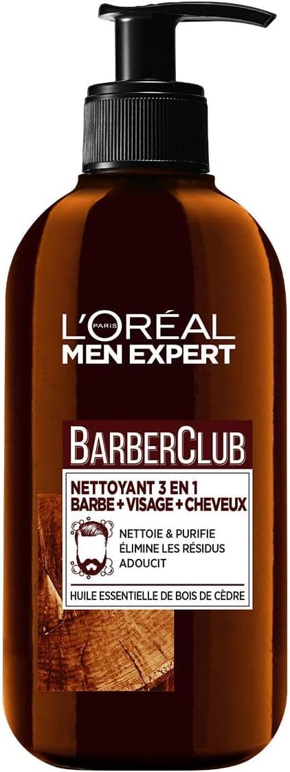 L'Oréal Men Expert - BarberClub - Limpador 3 em 1 barba rosto cabelo homens - com óleo essencial de madeira de cedro - 200 ml