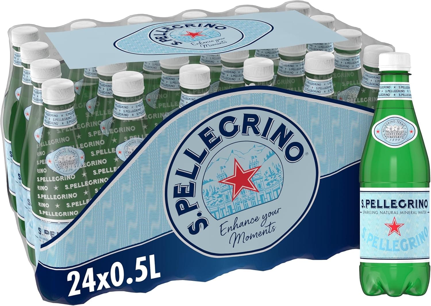 S. Pellegrino água mineral natural com gás 4 pacotes de 6 x 50 cl, 24 garrafas