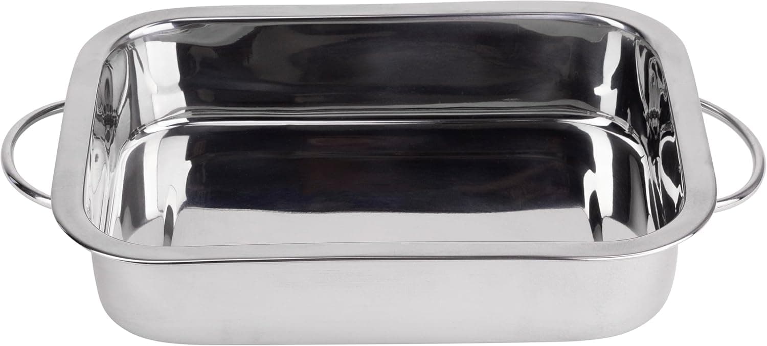 RB RENBERG Bandeja para forno retangular para forno, fabricada em aço inoxidável, máxima anti-aderência, tamanho 32 x 23 x 6,3 - ideal para lasanha pastel caçarola, tampas -