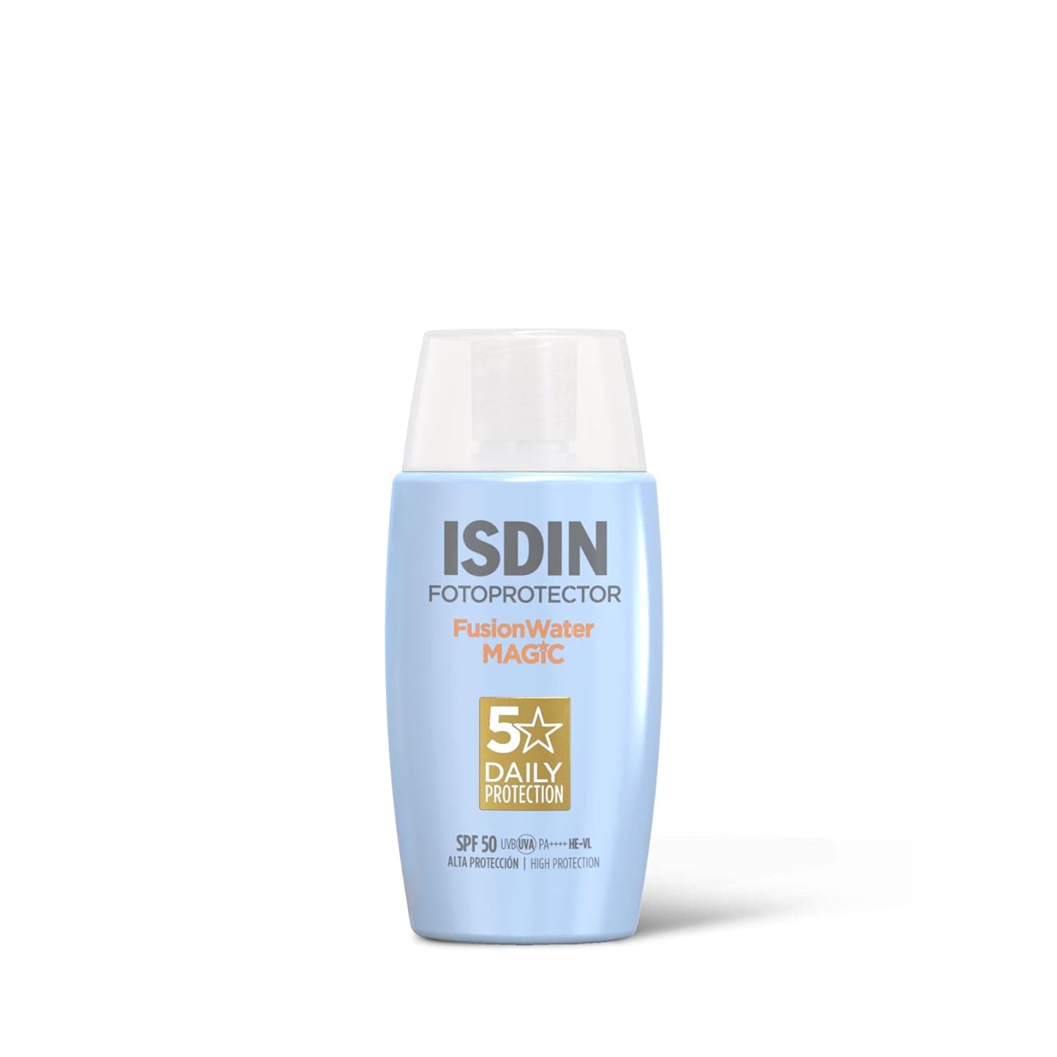 ISDIN Fotoproteção Fusion Water MAGIC SPF 50 – Protetor Solar Facial de Textura Leve e Base Aquosa com Toque Final Sedoso, 50 ml