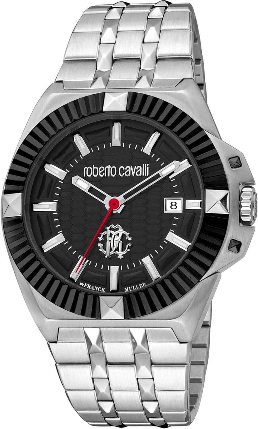 Roberto Cavalli by Franck Muller Relógio analógico para homem de quartzo com correia em aço inoxidável RV1G181M0081