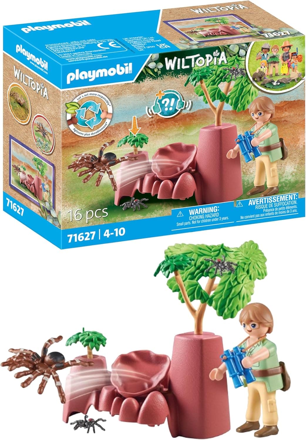 PLAYMOBIL Wiltopia 71627 Rochas com aranha, inclui uma tarântula e dois lustres pequenos, fabricados com mais de 80 % de materiais reciclados e de origem biológica