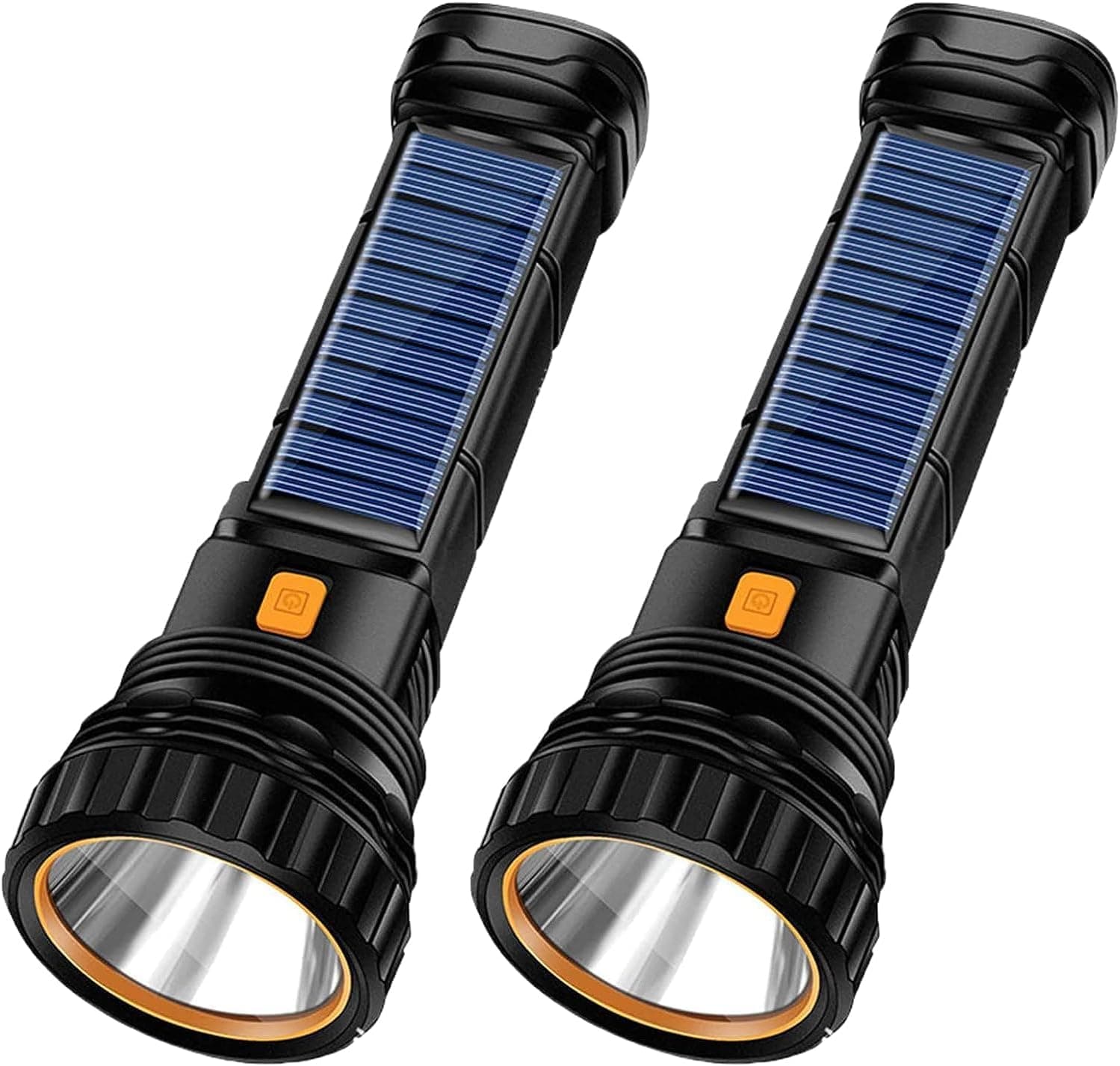 E-SHIDAI, Lanterna solar recarregável multifuncional, LED de 1000 lm, luz estroboscópica de emergência, bateria de 1200 mAh, alimentação de emergência, cabo de carregamento USB, carregamento rápido, 2 unidades
