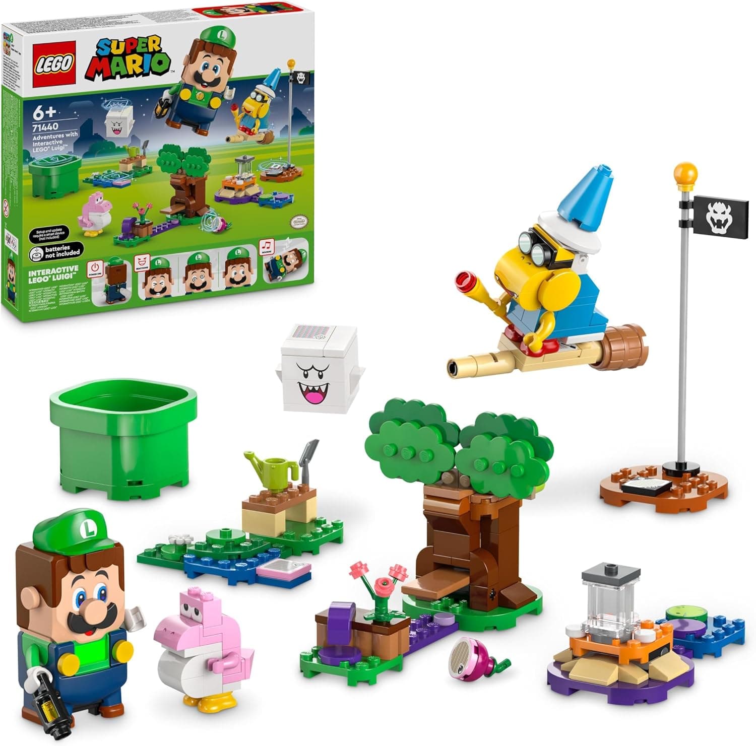 LEGO Super Mario aventuras interativas Luigi brinquedo de construção de videojogo, presente Gamer da Nintendo para meninos e meninas de 6 anos ou mais, figura de bebé Yoshi rosa 71440