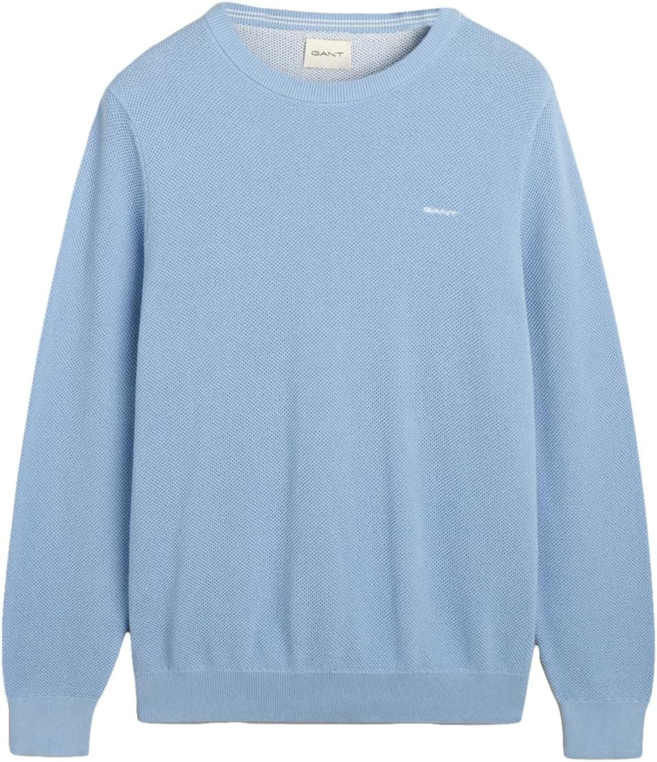 GANT Camisola de algodão com decote em C, Clear Sky, S para homem