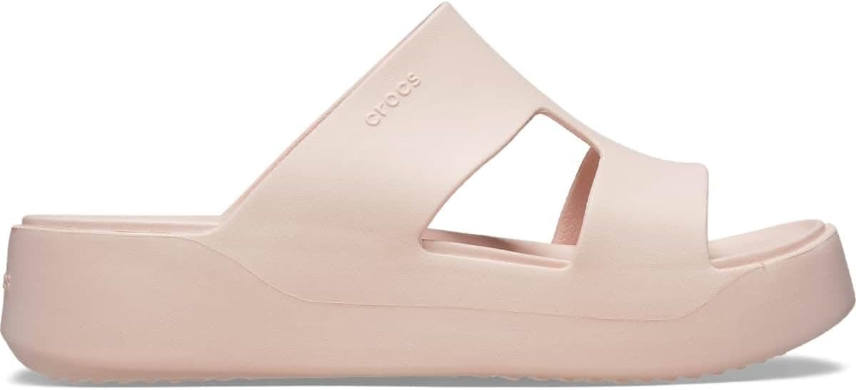 Crocs Sandália Getaway com plataforma e correia em H para mulher, quartzo