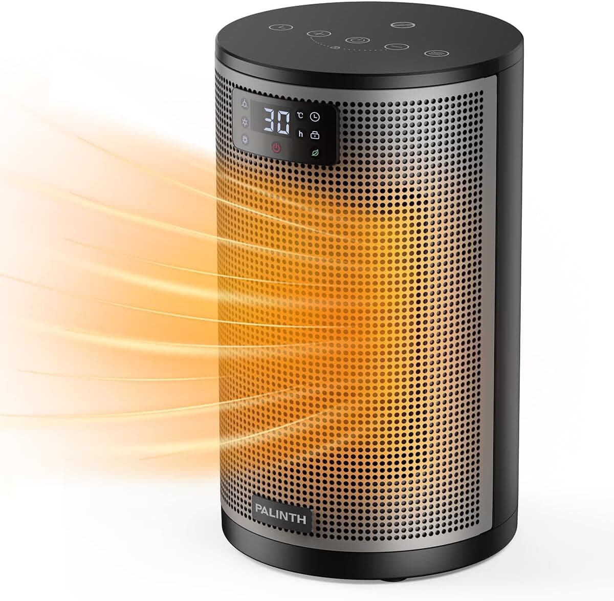 PALINTH Aquecedor cerâmico silencioso baixo consumo, temporizador de 8H, modo eco e ventilador, aquecedor cerâmico PTC de 1500 W rápido e seguro para escritório quarto casa