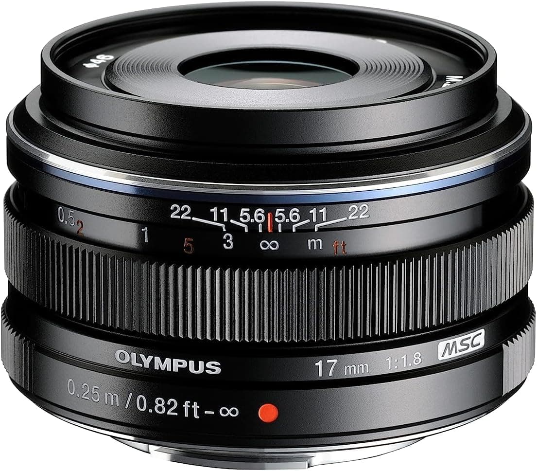 Olympus Alvo M.Zuiko Digital 17 mm F1,8, comprimento focal fixo rápido, adequado para todas as câmaras MFT (modelos Olympus OM-D & Pen, série G da Panasonic), preto