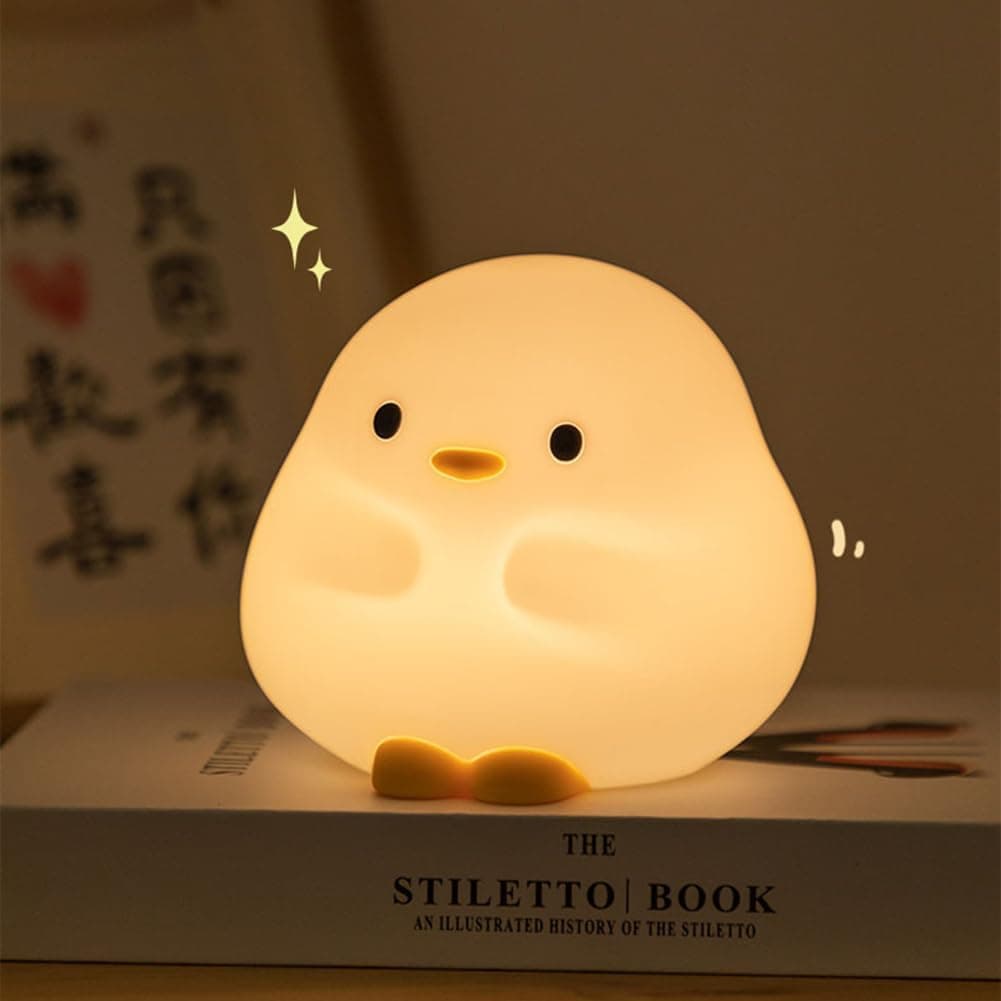 RuiDay Luz noturna coelho coelho, luz noturna de coelho de silicone, luz noturna coelho para crianças, candeeiro tátil de silicone recarregável (pato) 