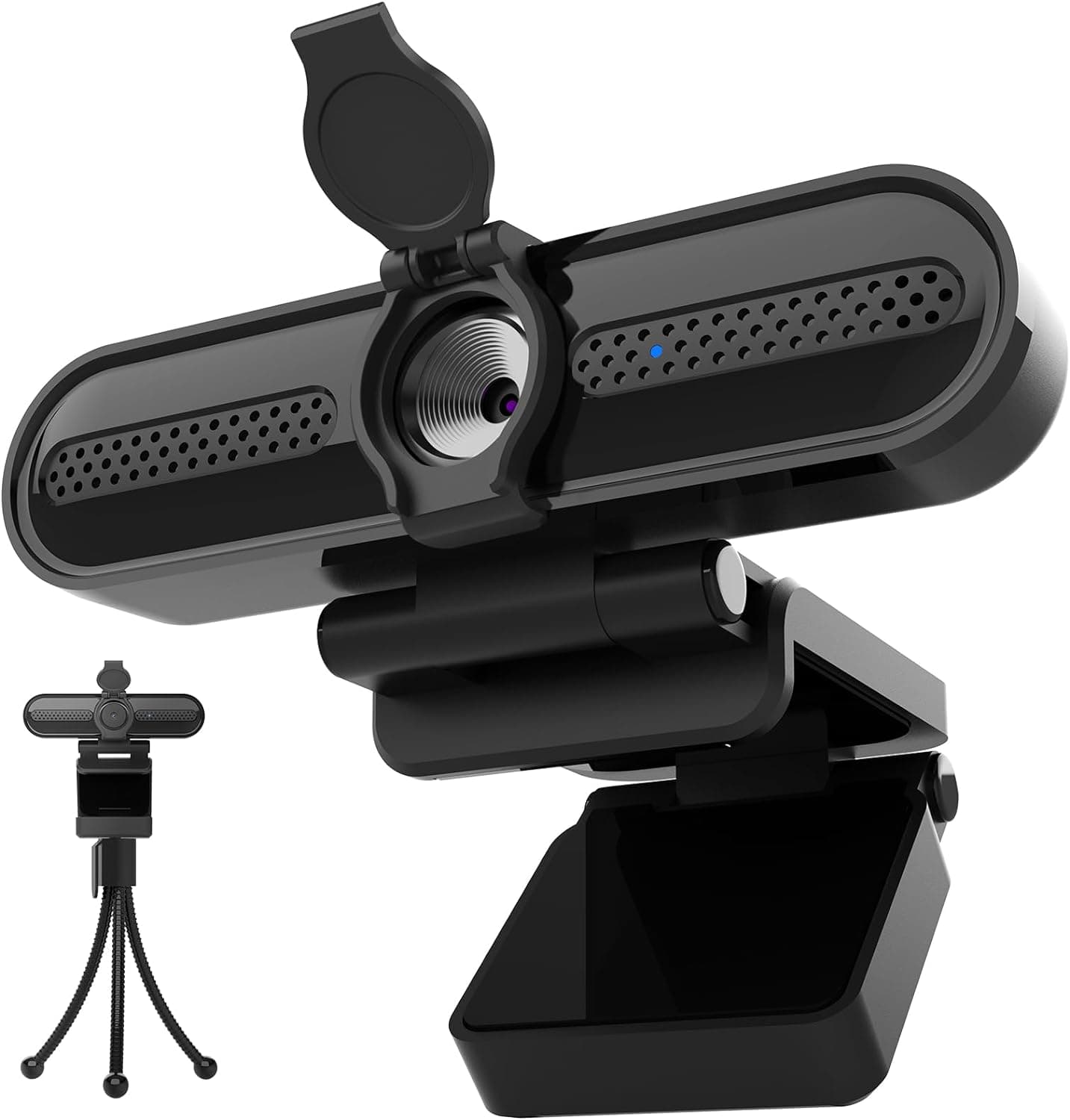 VIZOLINK W4DS Webcam 2k com microfones, câmara Web Full HD com 78° grande angular, coque fixo, tampa de privacidade e tripé, para conferência, chamada de vídeo, transmissão ao vivo e aprendizagem
