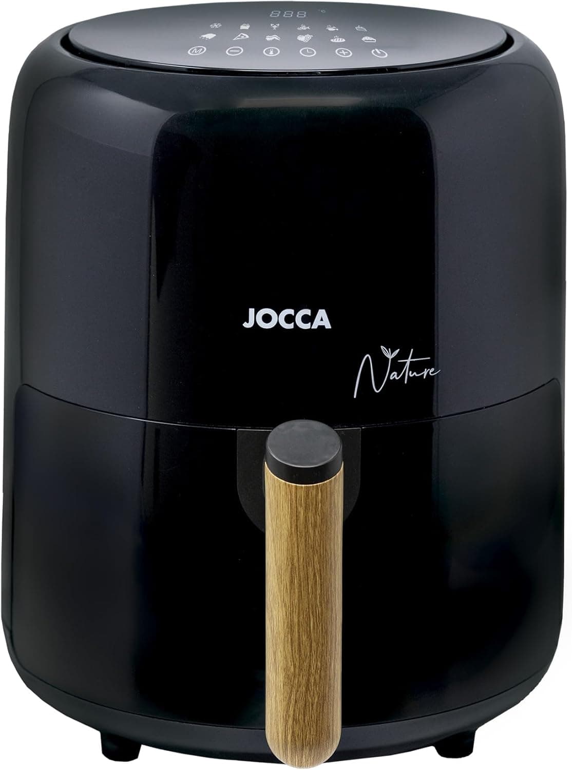 JOCCA - Frigideira de ar quente 3,8 L linha Nature preta | Fritadeira sem óleo, Air Fryer 3,8 Litros, temporizador, temperatura ajustável, cozinha saudável, 1450 W| Ecrã LED tátil, economia energia