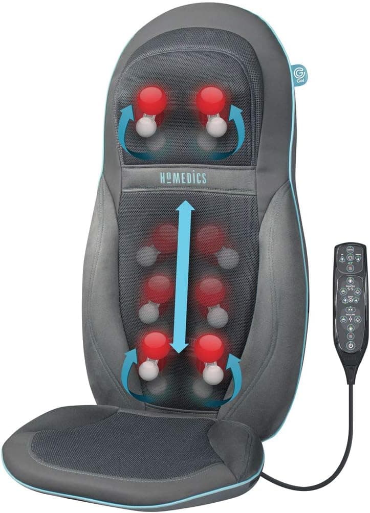 HoMedics Cadeira massajadora para costas e pescoço com nós de gel, assento massajador Homedics com calor para costas e pescoço