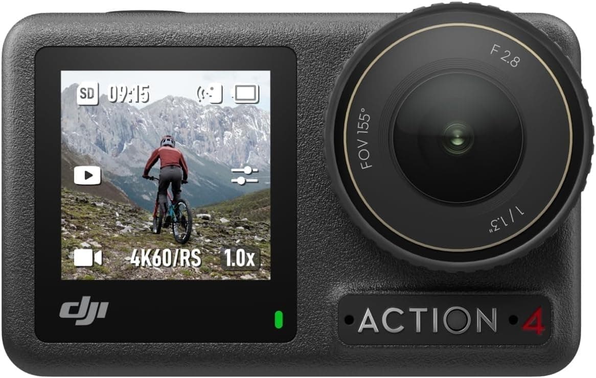 DJI Osmo Action 4 Pack essencial: câmara de ação submergível 4K/120 fps com sensor de 1/1,3 polegadas, grande desempenho com pouca luz, cor D-Log M de 10 bits, bateria duradoura de 1770 mAh