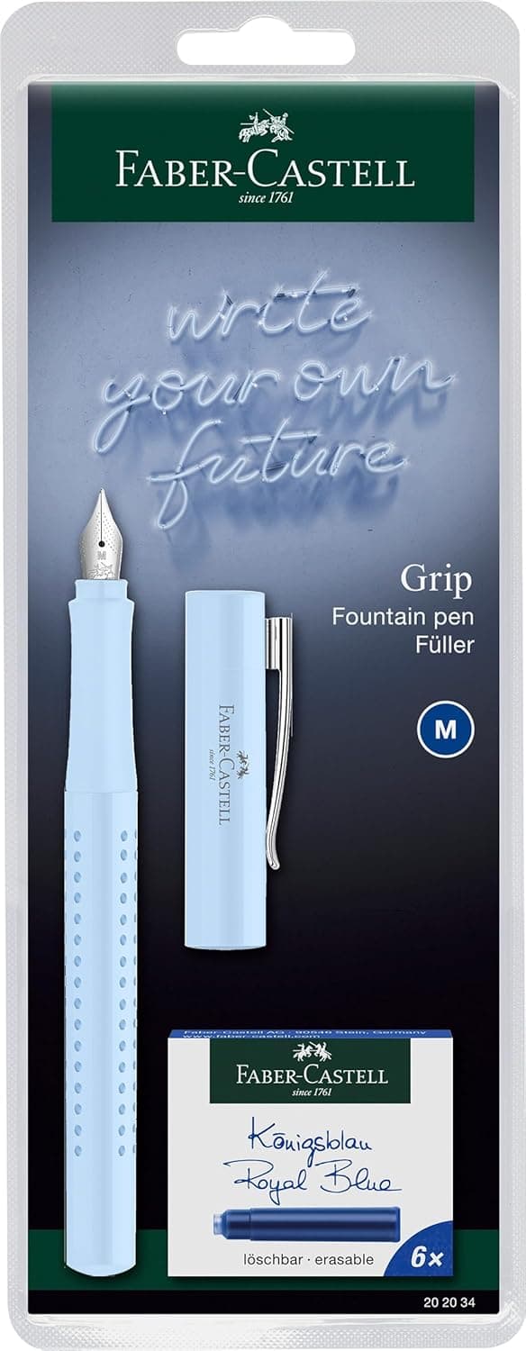 Faber-Castell 202034 Grip 2010 New Harmony - Caneta estilográfica (caneta M, inclui cartuchos de tinta), várias cores