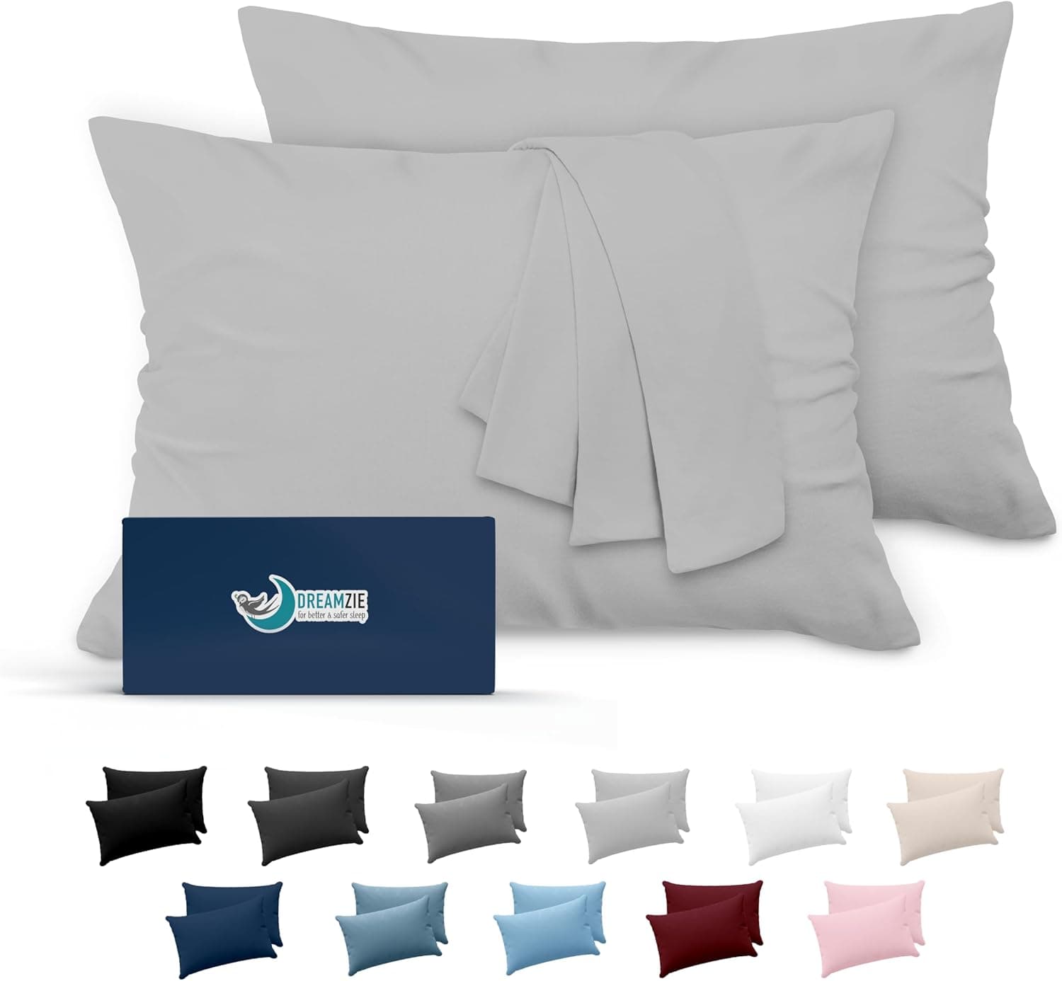 Dreamzie | Conjunto de 2 capas de almofada em microfibra 40 x 70 cm cinza estanho